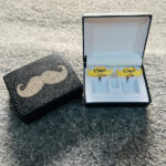 Mustache Name Engraved Cufflinks / Gold & Silver Color